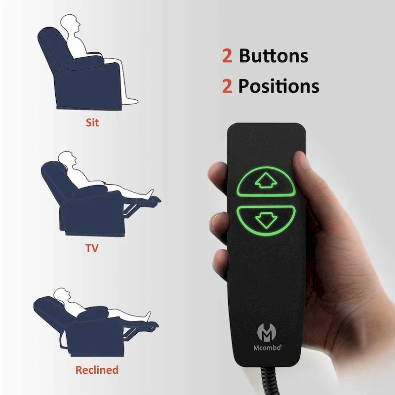 MCombo Electric PowerRecliner Chair with Massage & Heat, Plush Fabric 8015