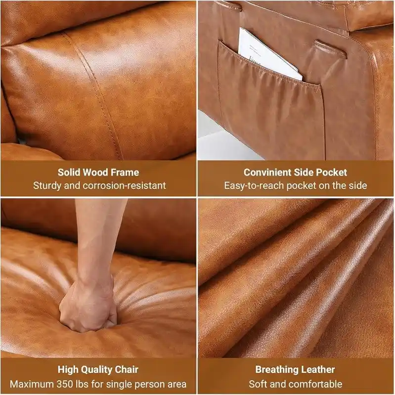 Power lift recliner chair with massage, cup holders, and side pocket.