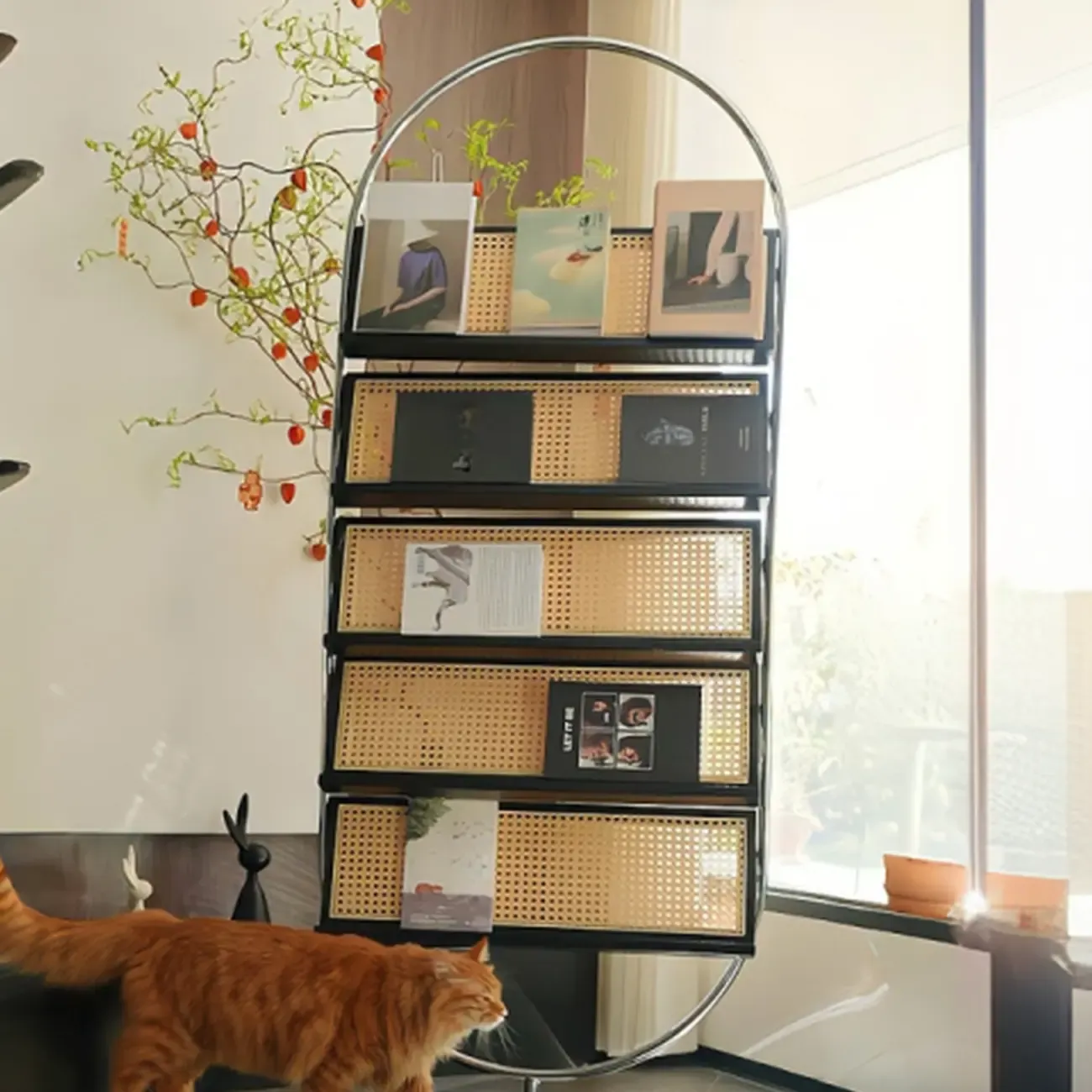 5-tier Modern Alloy Display Vertical Closed Back Bookcase