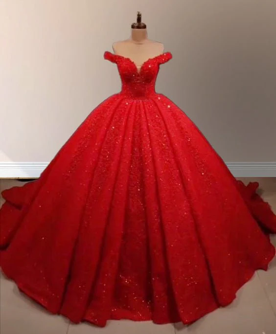 Dark Green Off The Shoulder Ball Gown Sequined Quinceanera Dress