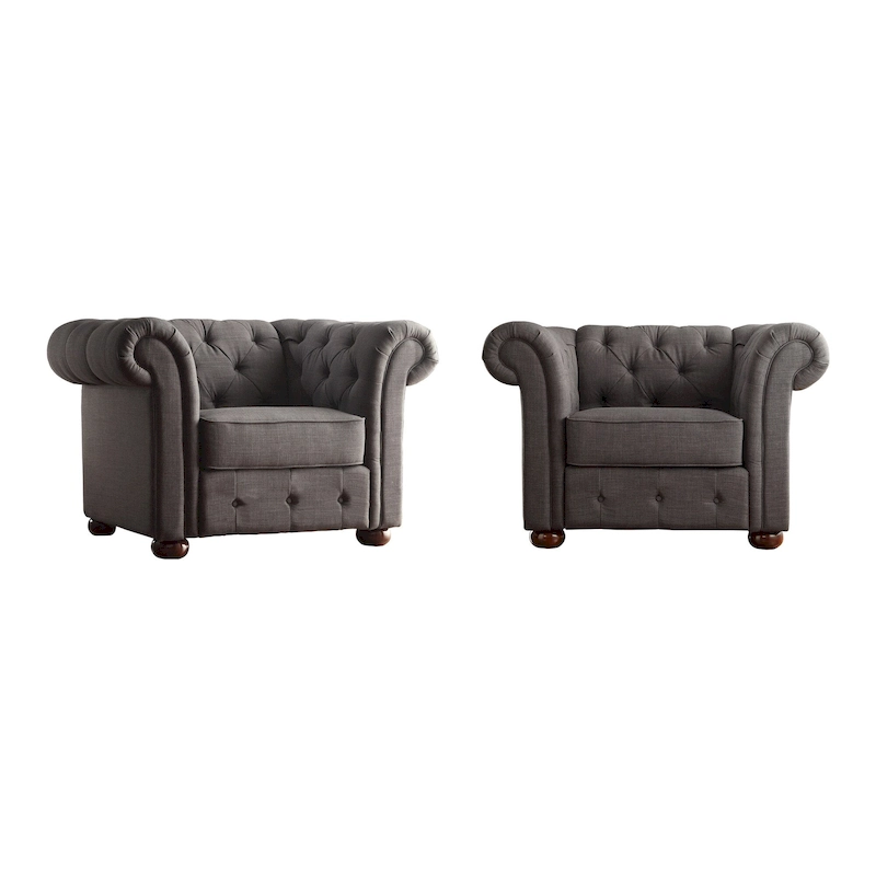 Gdansk Tufted Scroll Arm Chesterfield Chair