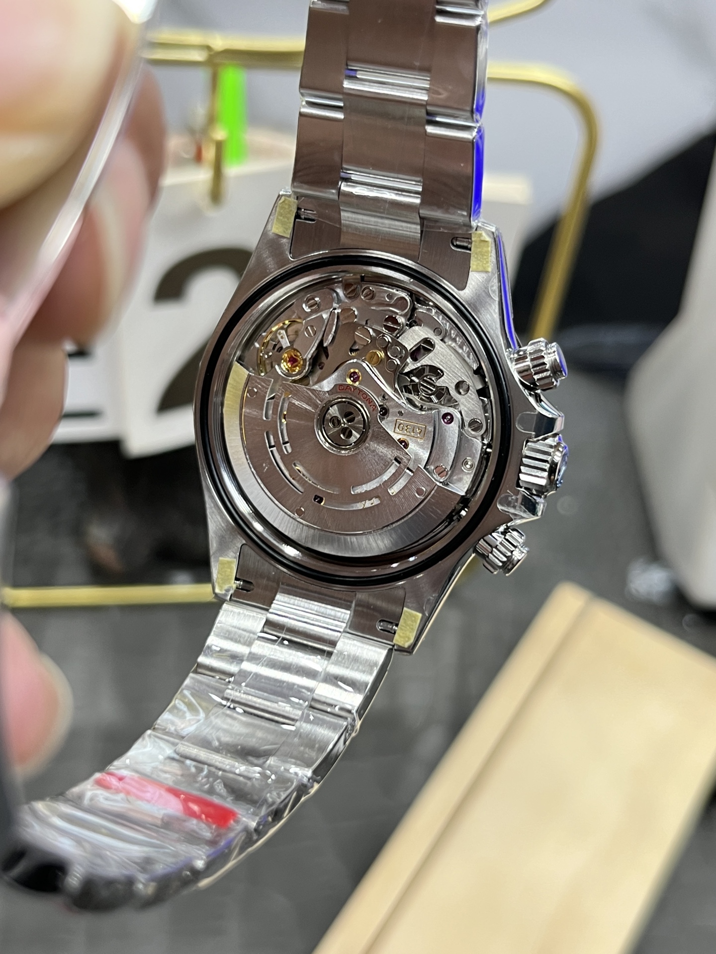 Clean Daytona 4130 clone movement close-up for Rolex replica watch