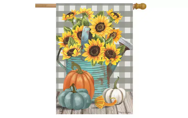 Briarwood Lane Fall House Flag 40x28 For Outdoor Sunflower Watering Can For Fall House Flag