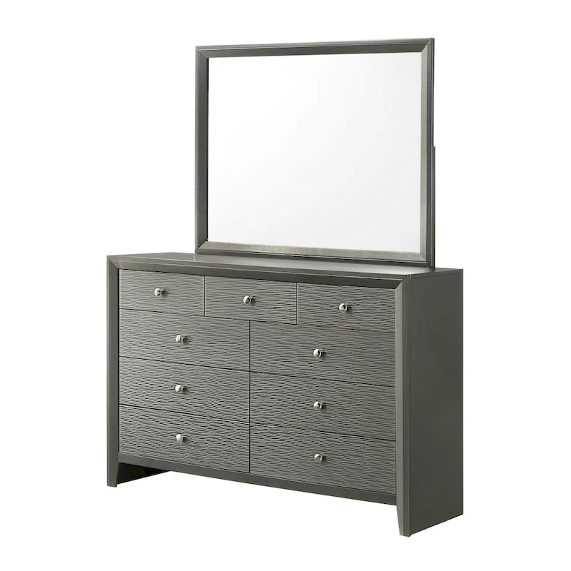 Sim 3 Piece Gunmetal Gray Panel Bedroom Set