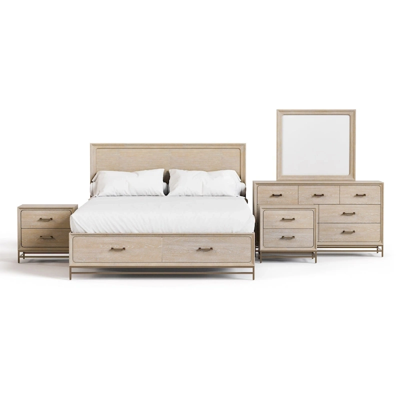 Furniture of America Drayden Transitional Oak Solid Wood 5-Piece Bedroom Set