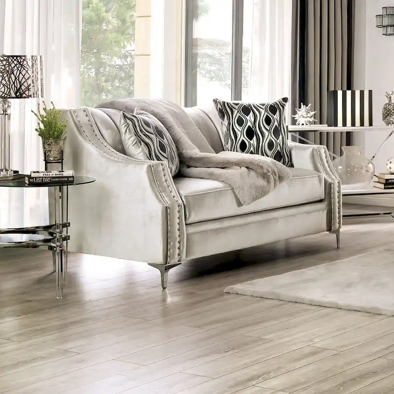 Vynn Transitional Chenille Sloped Arms 2-Piece Living Room Set by Furniture of America