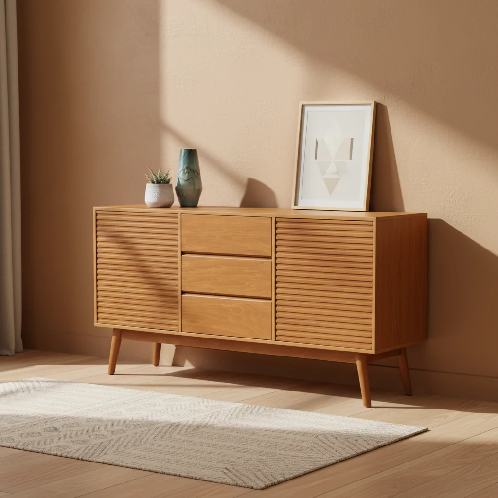 Modern Wood TV Stand, Entertainment Center for TVs up to 65, Sideboard Buffet Cabinet Credenza