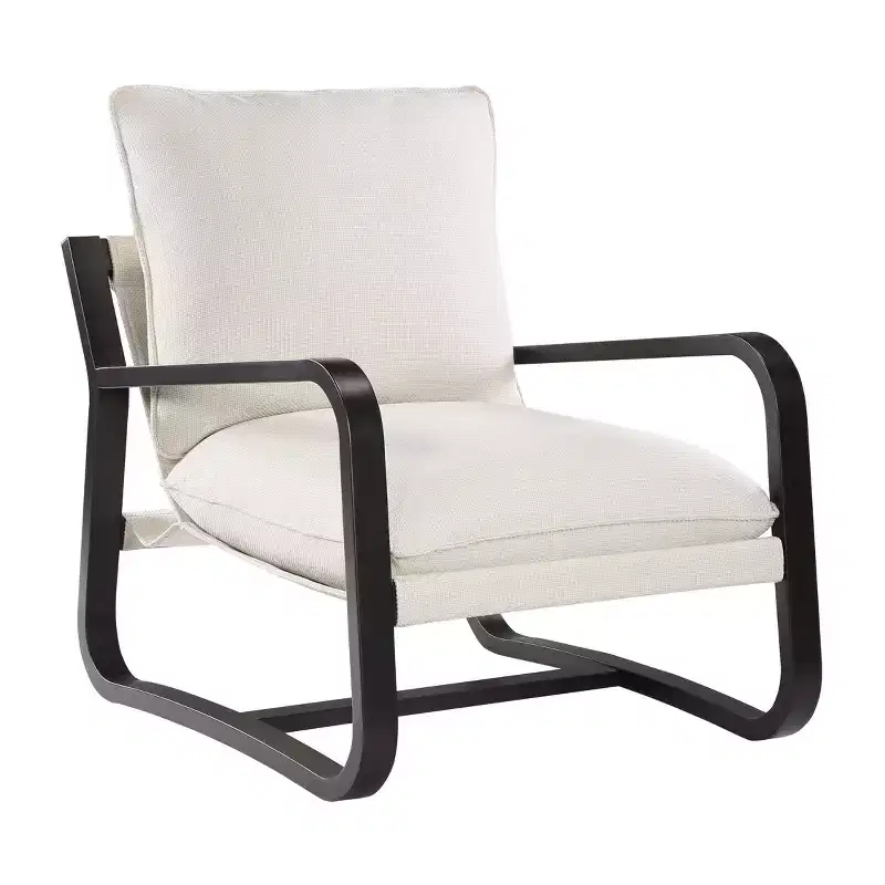 Okak Sling Accent Chair with Comfy Fabric Upholstery Cushion Metal Frame Stylish Reading Armchair for Living Room Waiting Room