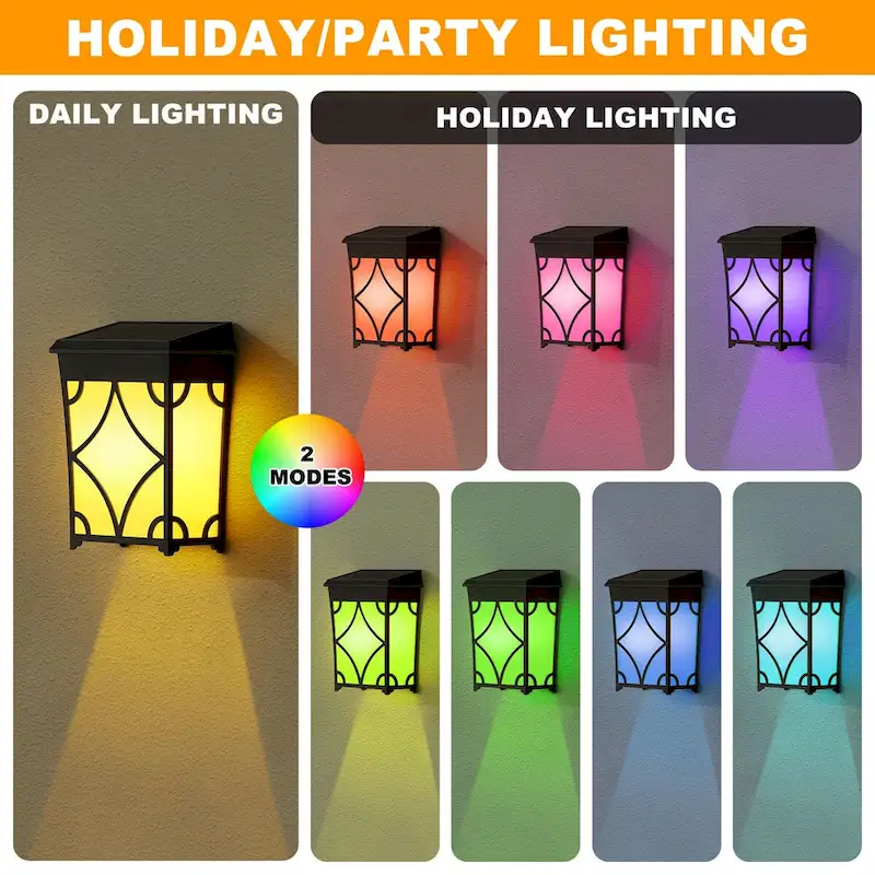 2 Modes LED Solar Fence Lights Waterproof,8 Pack