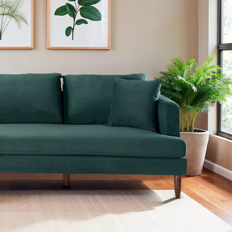 Diana Mid-Century Modern L-Shaped Pillow Back Velvet Sectional Sofa