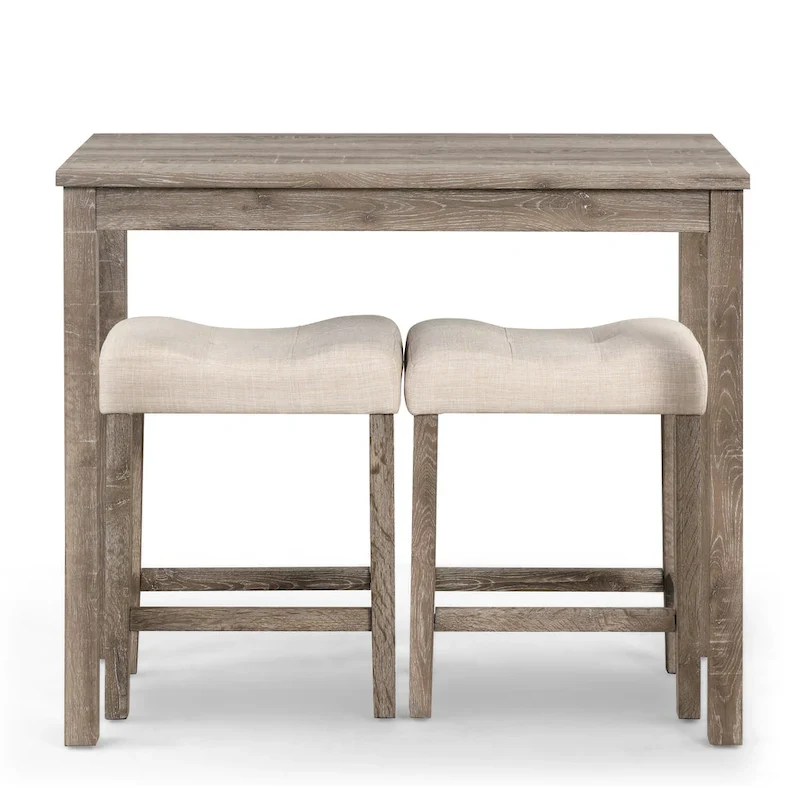 Counter Height Dining Table with Button-Tufted Upholstered Stools