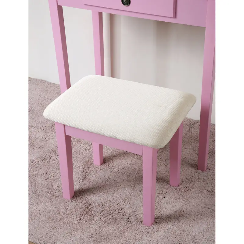 Moniys Wood Moniya Makeup Vanity Table and Stool Set