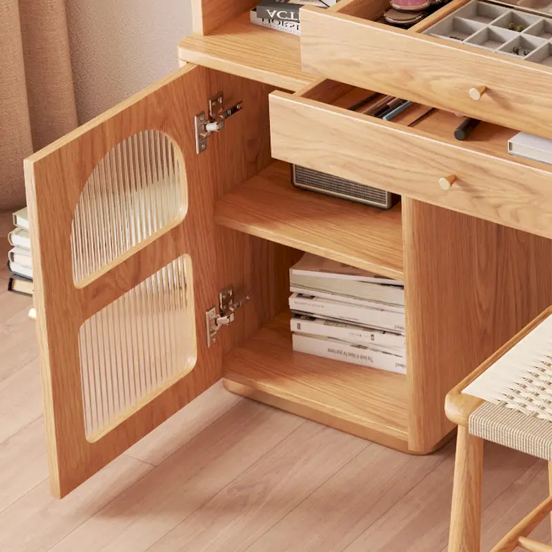 Vanity Set Makeup Table with 3 Drawers, Wood