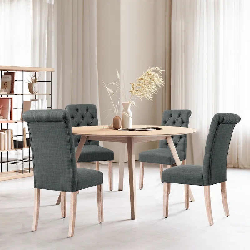 Subrtex(Set of 2)Linen Parsons Upholstered Button Dining Chair