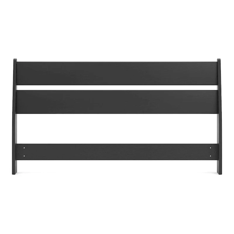 Black Matte Panel Headboard with 2 Nightstands – Full/Queen, 1-Bed Set