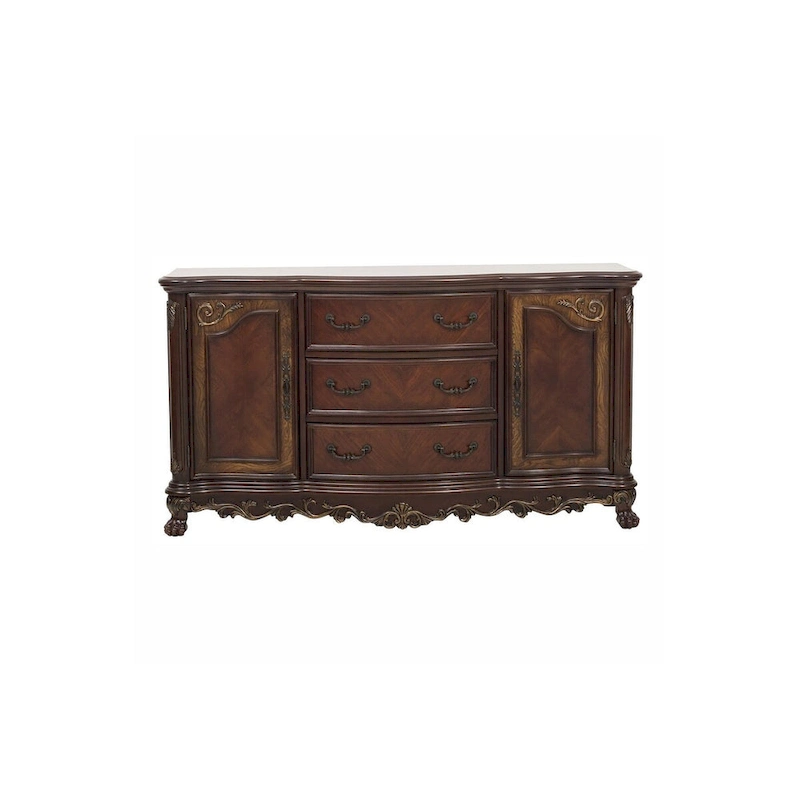 Shelby Cherry Traditional Fabric Oval Double Pedestal Dining Room Set