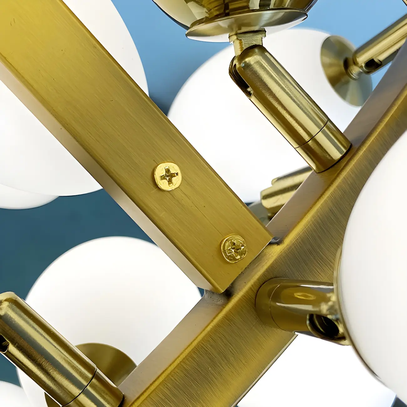 1 Tier Gold Branch White Glass Oval Cluster Pendant Light