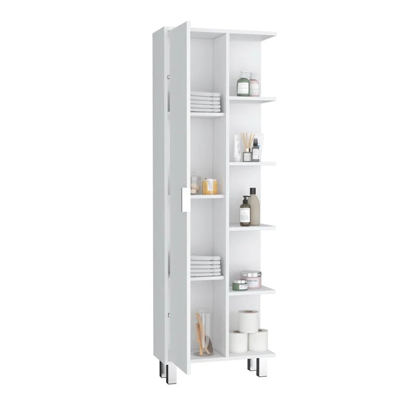 Crovie 63  Tall Modern Bathroom Seven Shelves Tall Linen Tower