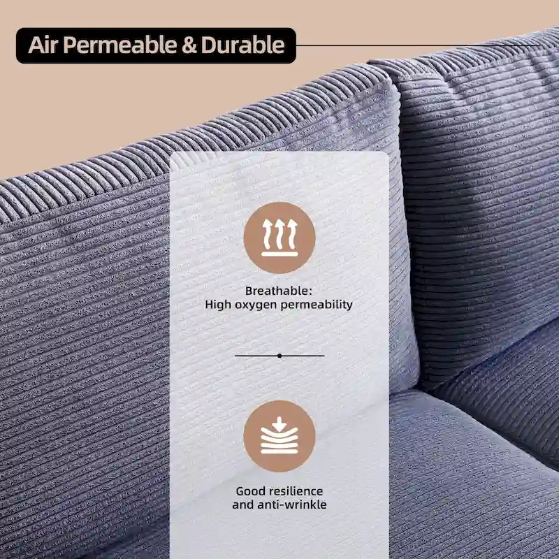 HOOOWOOO Mid-Century Modern Upholstered Sofa Couch with Rolled Pillows