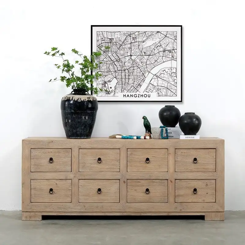 Natural Pine 8-Drawer Sideboard, 89