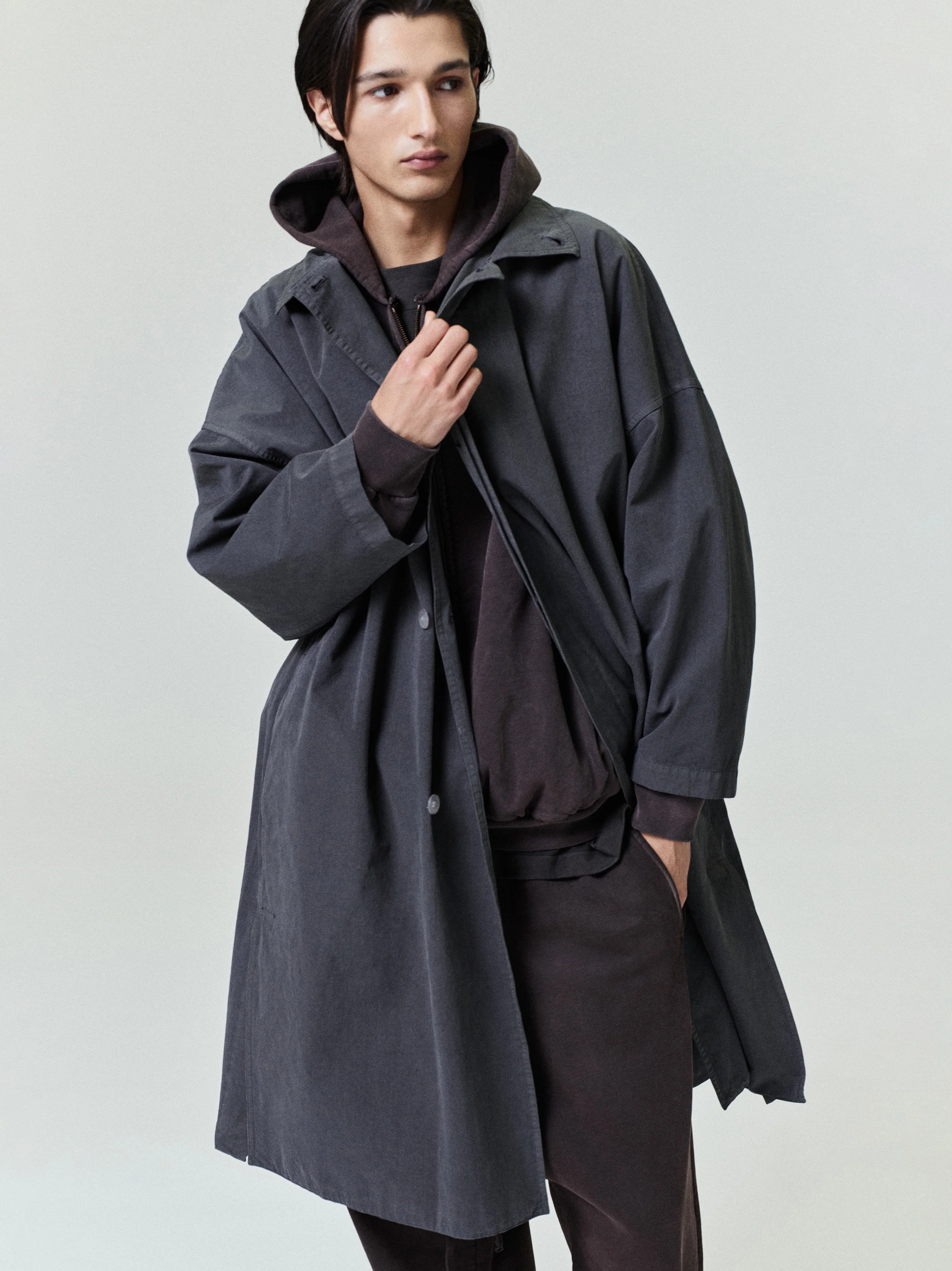 Garment-Dyed Cropped Sleeve Car Coat