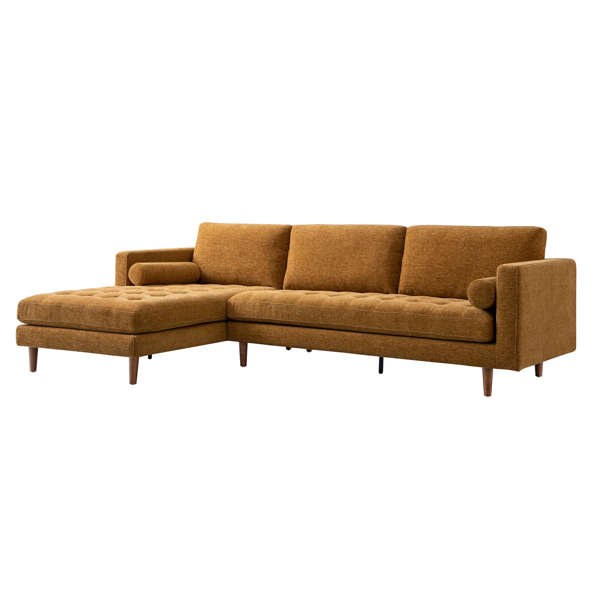 Spiced Honey Chenille Grand 4-Seater Chaise End Sofa, Left Hand Facing