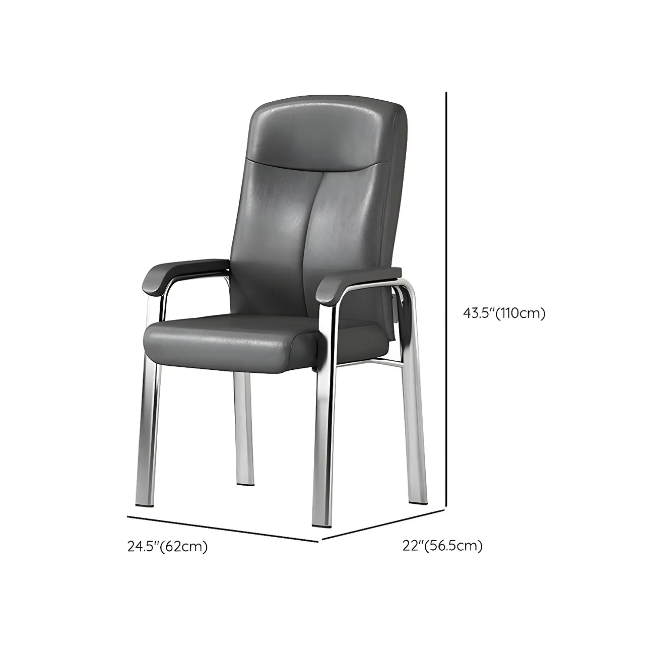 HomeyFad Modern Leather Metal 4-Leg Office Chair with Arms