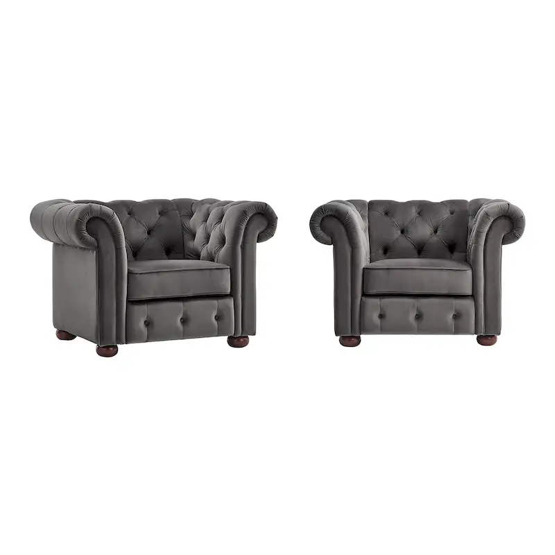 Gdansk Tufted Scroll Arm Chesterfield Chair