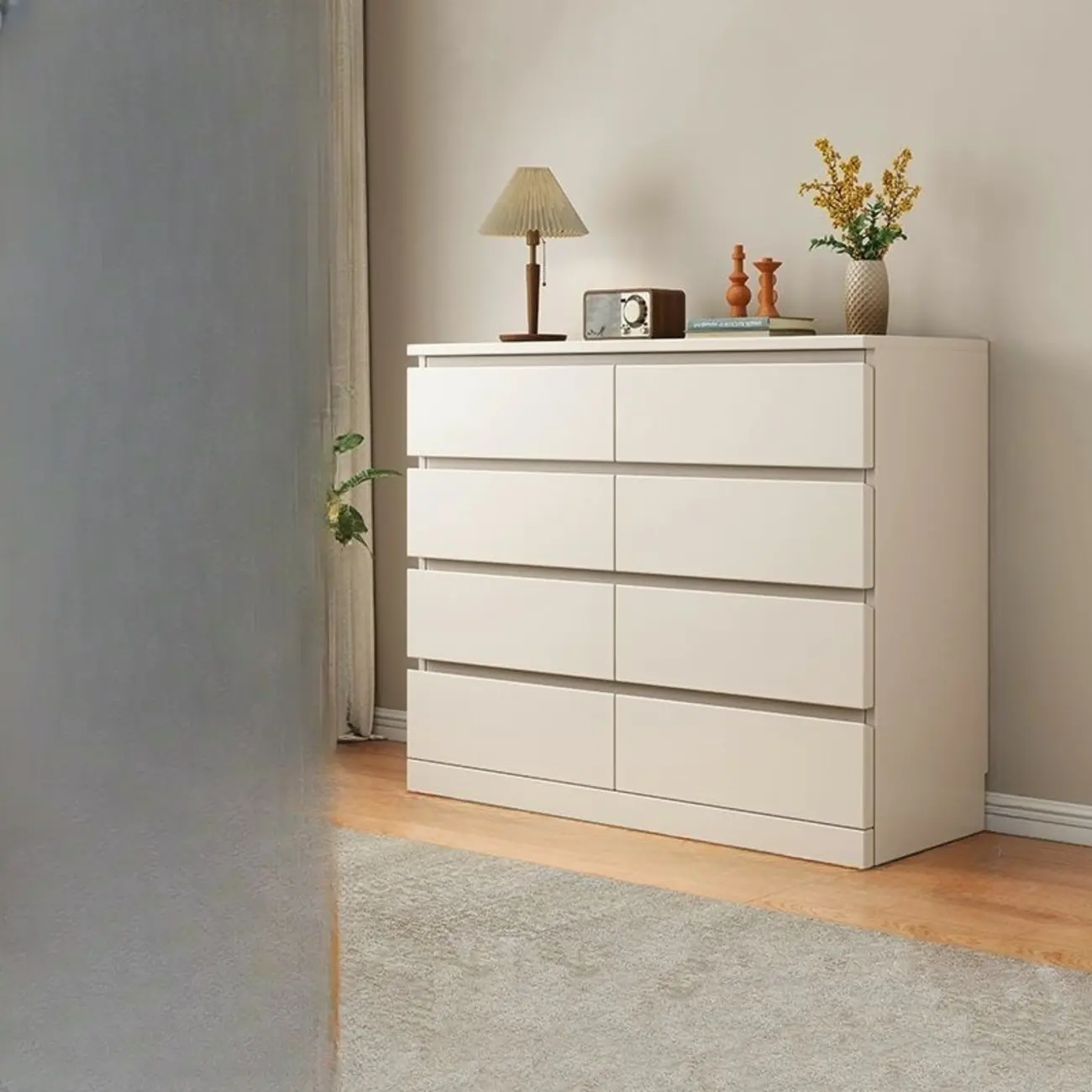 Modern Natural Wood Gloss Surface Dresser with 8-Drawers