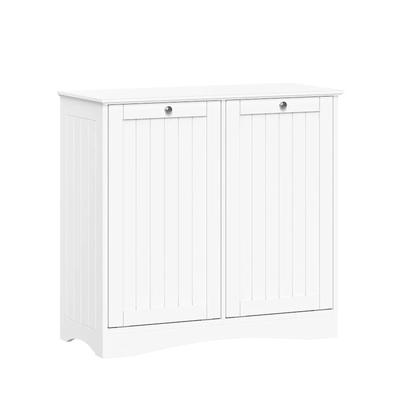 RiverRidge Ashland Double Tilt-Out Laundry Hamper Cabinet with Removable Cloth Storage Bags - White