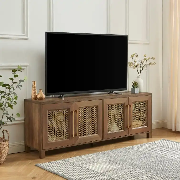 69.5 Wood TV Stand Media Console Entertainment Center