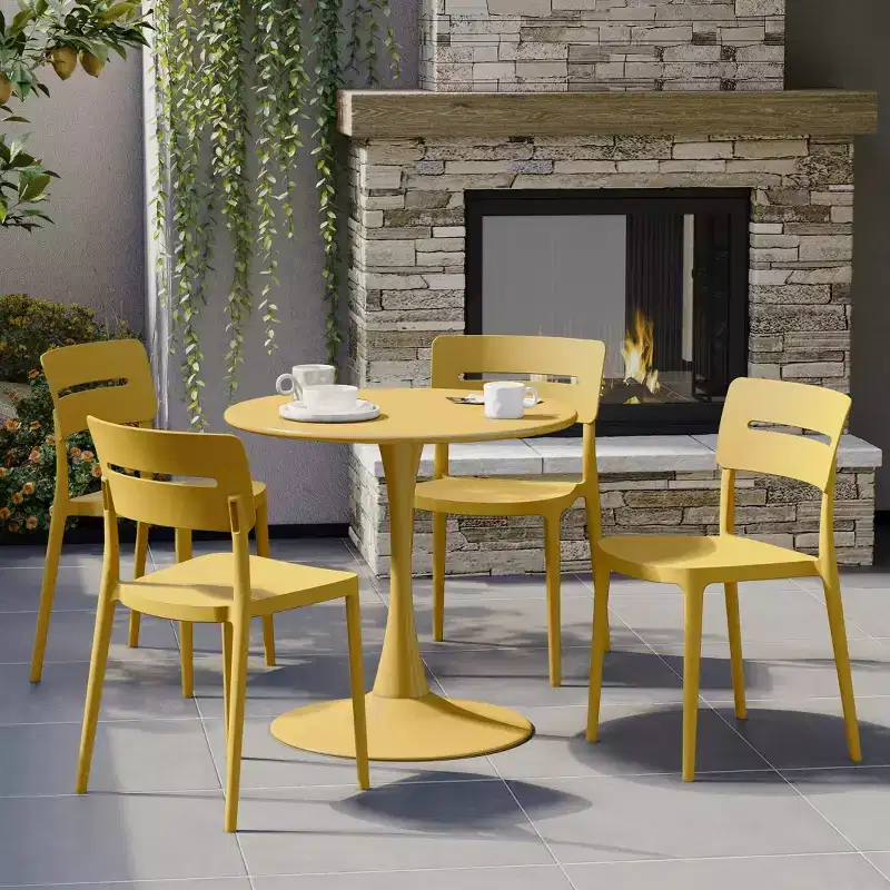 WestinTrends Playa Outdoor Modern Stackable Plastic Patio Dining Chairs (Set of 4), Yellow