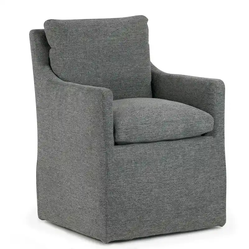 Gray Fabric Accent Chair with Down Feather Cushion