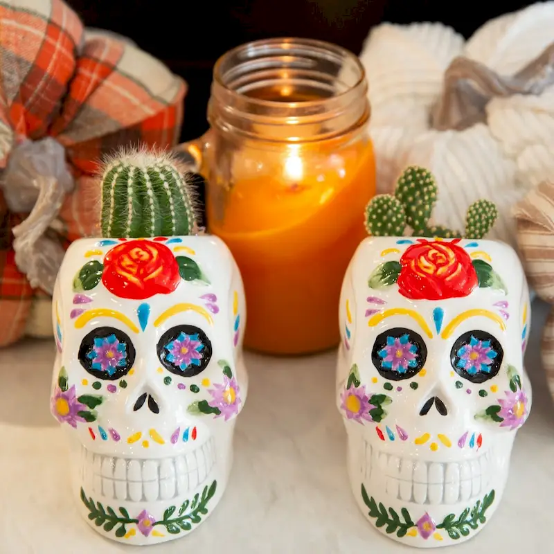 Day of the Dead colorful planter set of 2