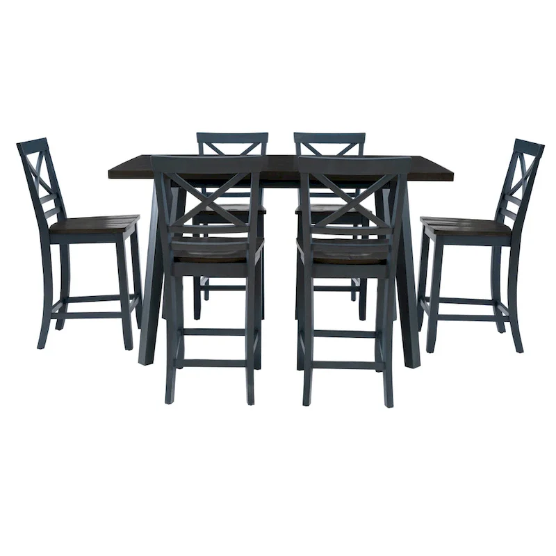 Kiri Blue/Grey Wood 7-Piece Dining Set