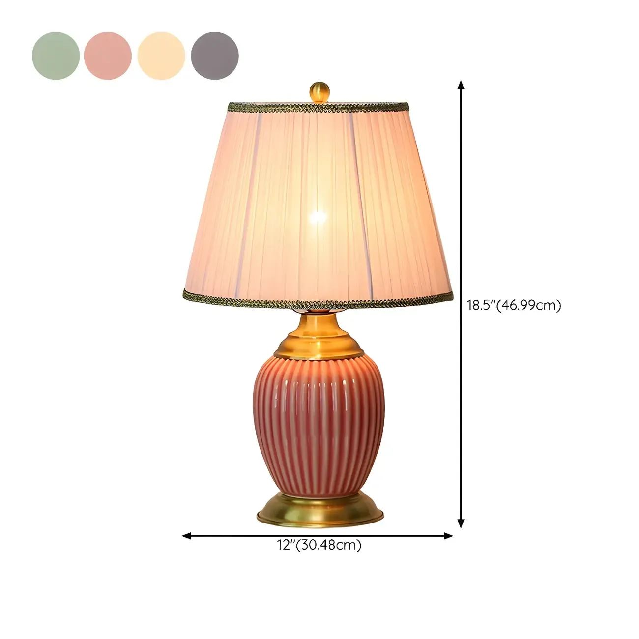 Plug-In Elegant Ceramic LED Table Lamp with Fabric Shade