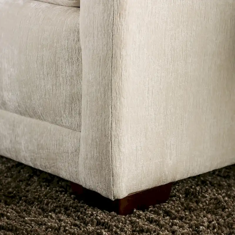 Breward Transitional Beige Chenille Upholstered Sofa with Pillows by Furniture of America