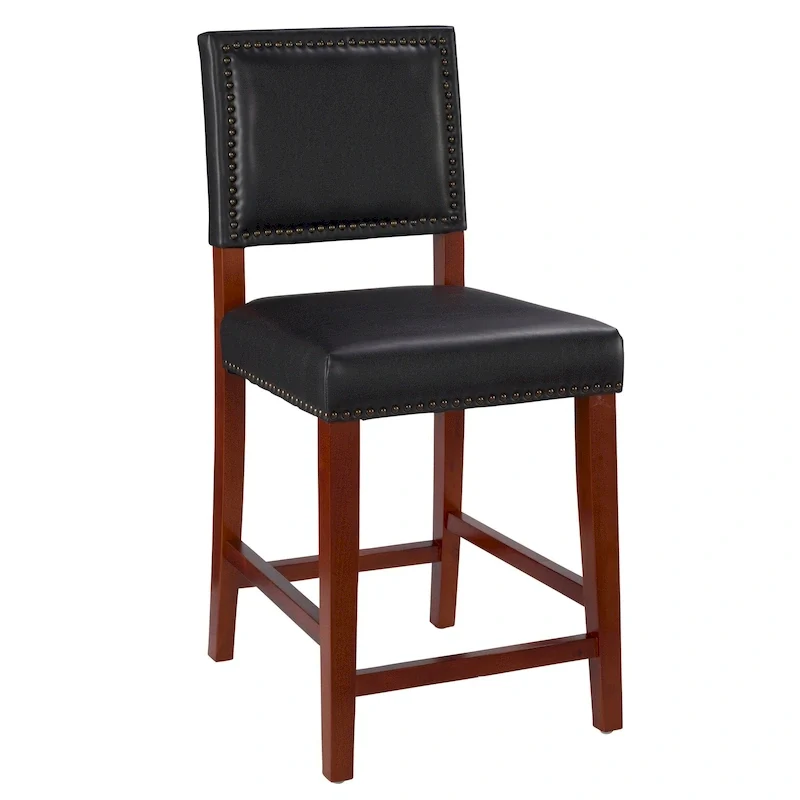 Black Faux Leather Counter Stool, Single Seat, 24