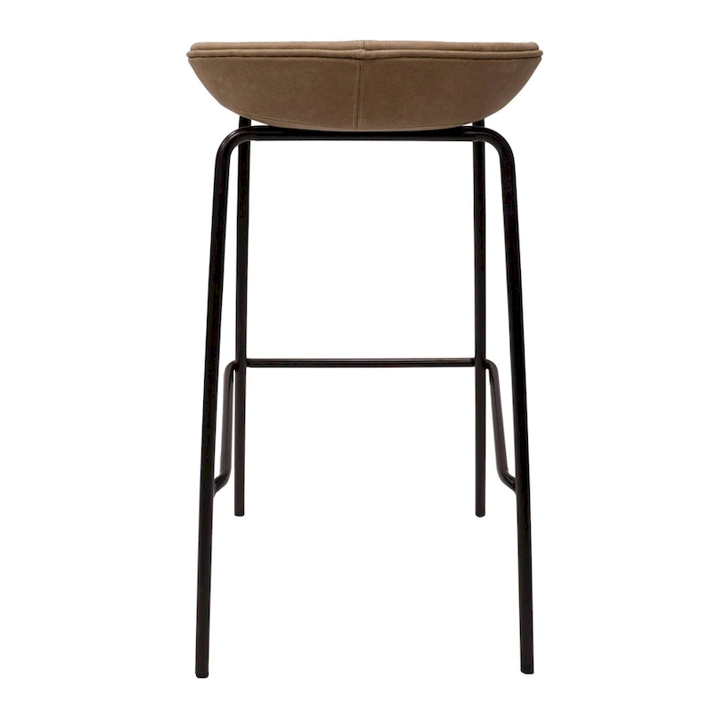 Leather Barstool with Powder-Coated Iron Frame Set of 2 Servos Series