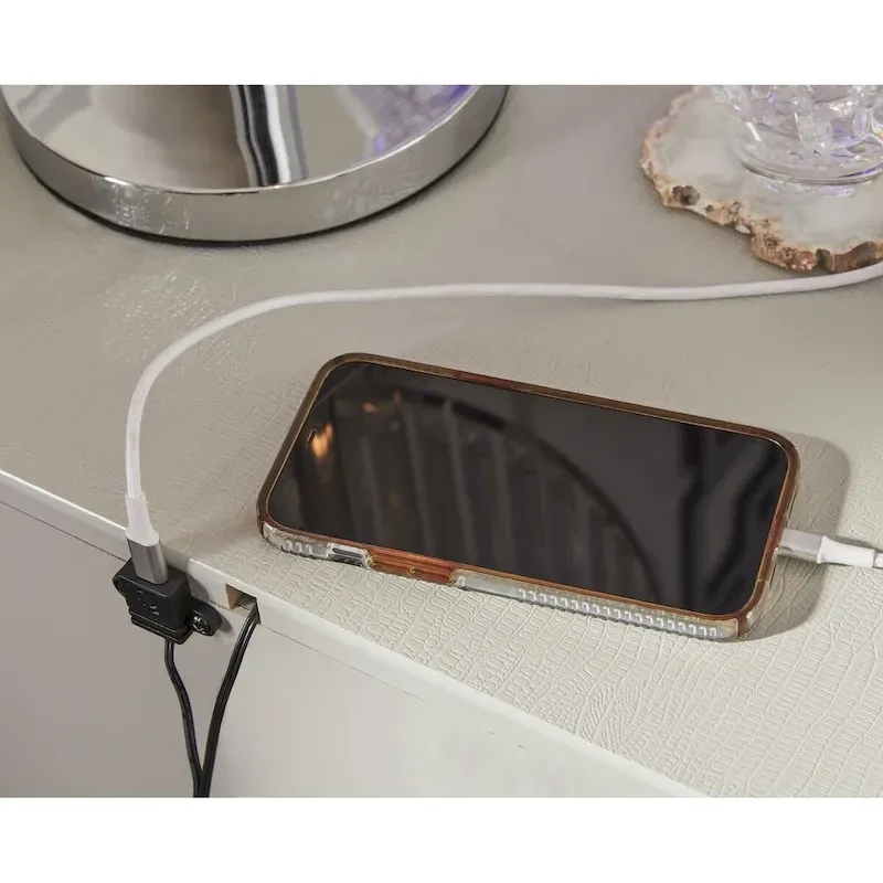 Signature Design by Ashley Zyniden Silver Upholstered Panel Headboard with 2 Nightstands