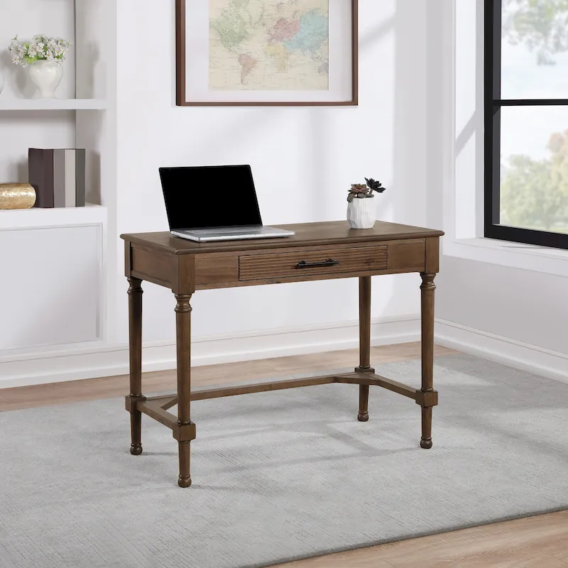 Brown Oak Traditional Writing Desk – 1 Person
