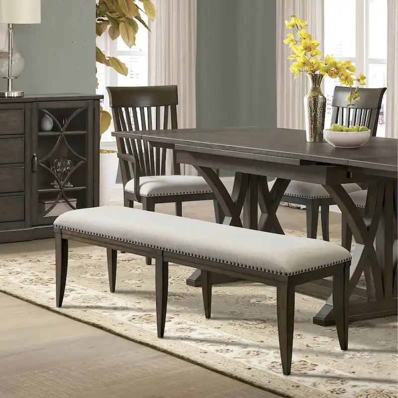 Upholstered Dining Bench, Beige