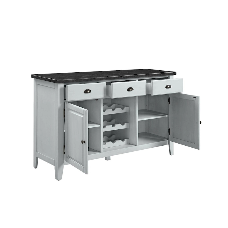 Rectangular Marble Top Server in Antique White