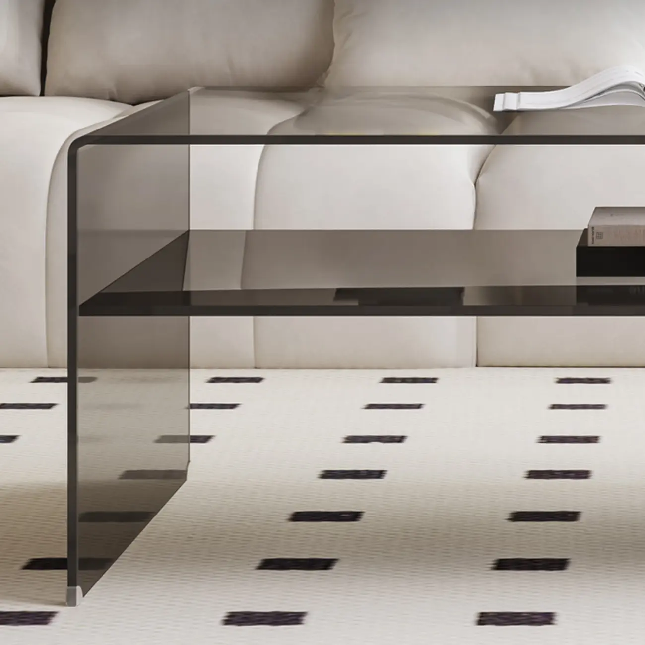 Modern Rectangular Black Coffee Table with Transparent Design