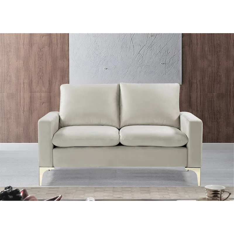 Velvet Loveseat with Gold-Tone Legs