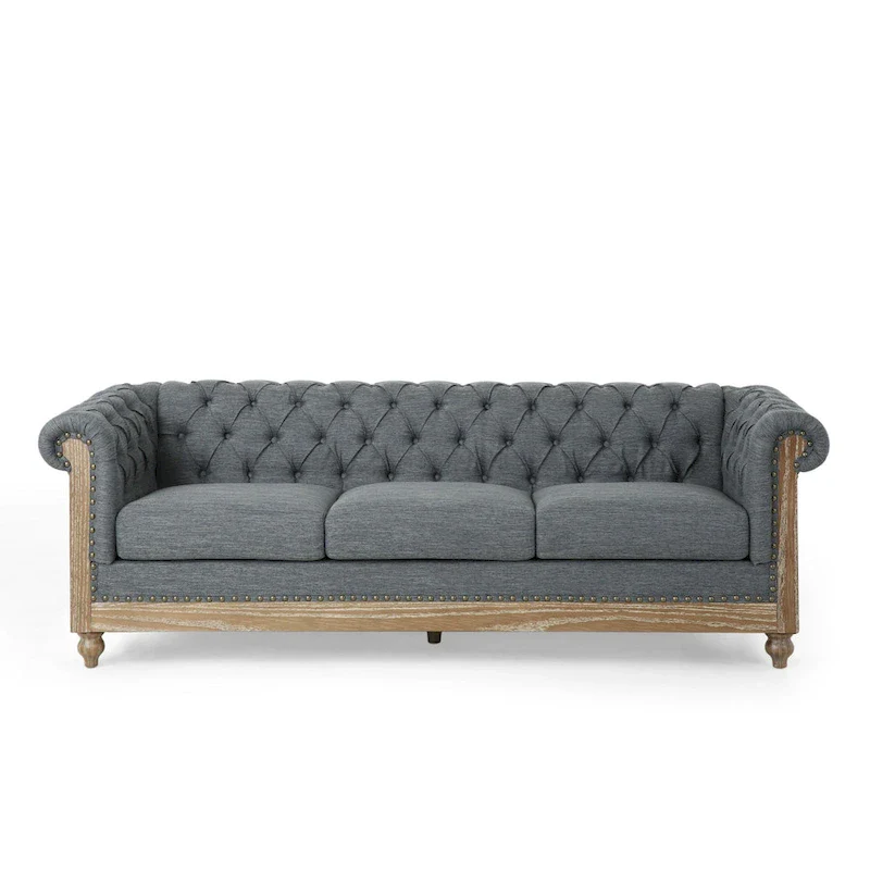 Saragus Chesterfield Sofa with Nailhead Trim by Christopher Knight Home - 85.50  L x 33.25  W x 28.50  H