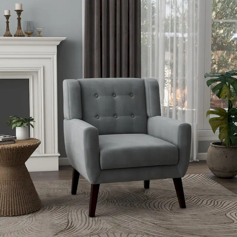Velvet Upholstered Armchair Tufted Accent Chair