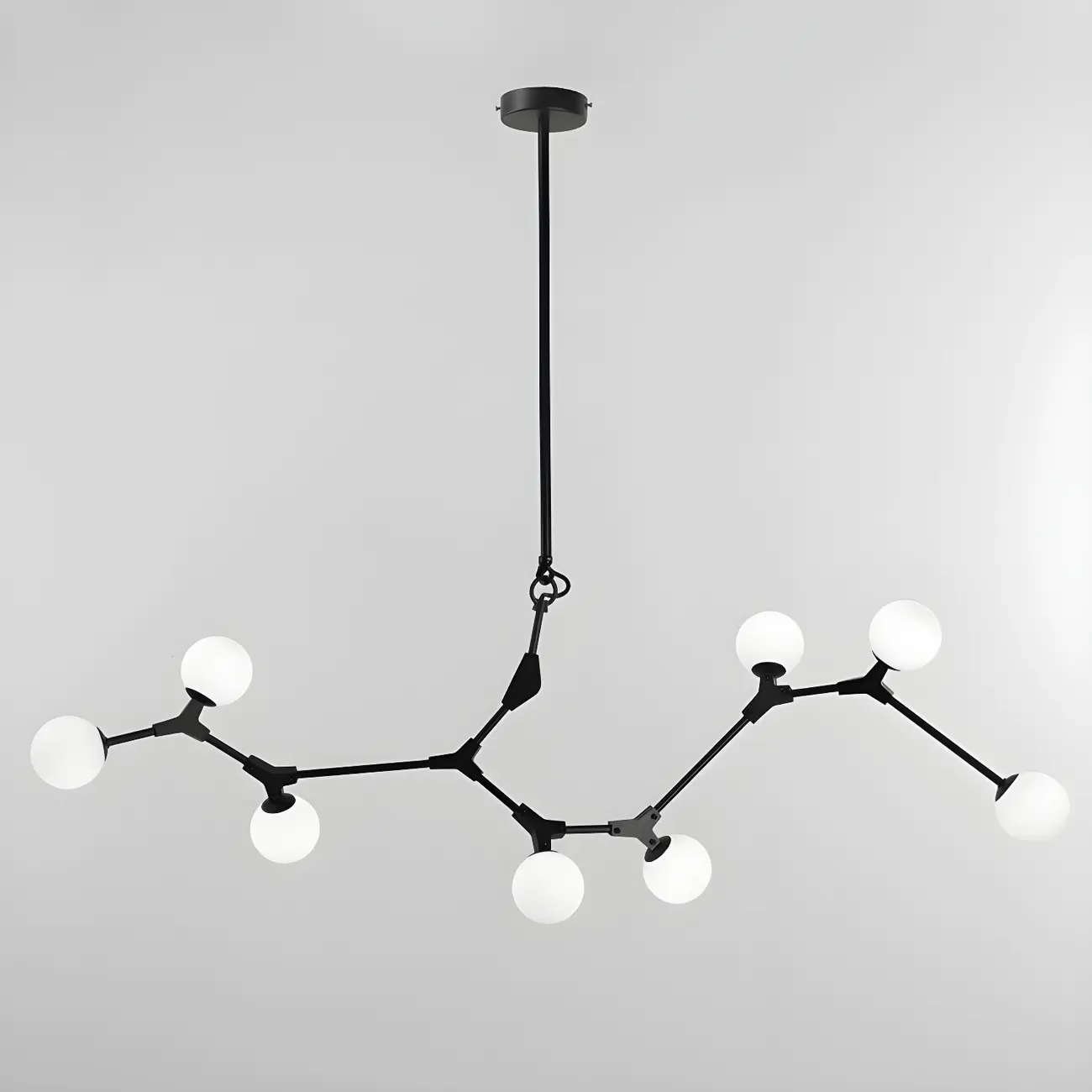 Modern Black Branch Globe 8-Light Island Chandelier