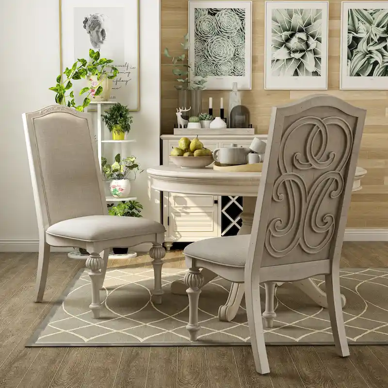 The Gray Barn Caelum Farmhouse Antique White Dining Chairs (Set of 2)