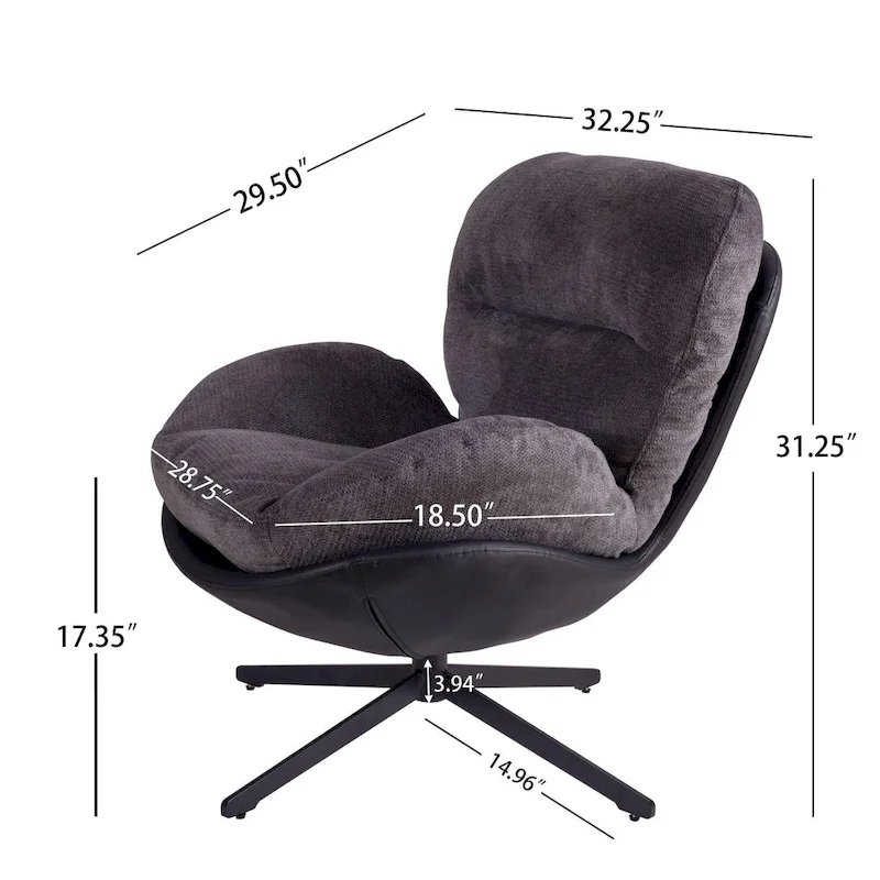 Modern Chenille 360 Swivel Office Chair with Metal Base Frame